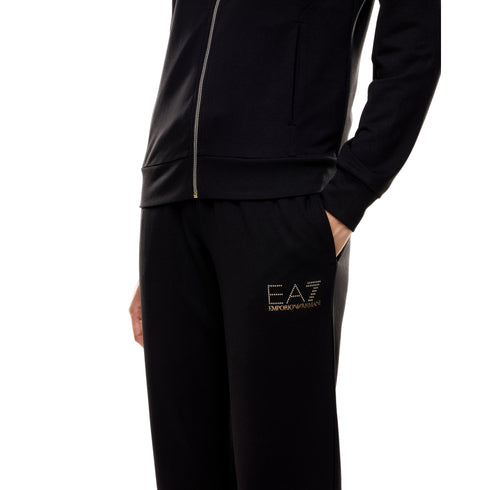 Tuta Donna Evolution, con logo strass, felpa full zip e pantalone jogger